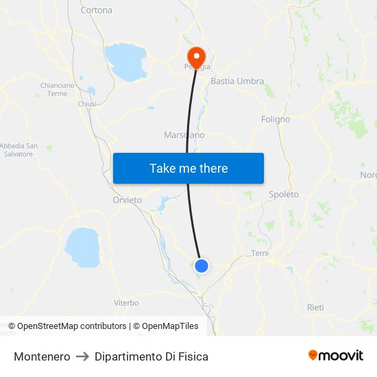 Montenero to Dipartimento Di Fisica map