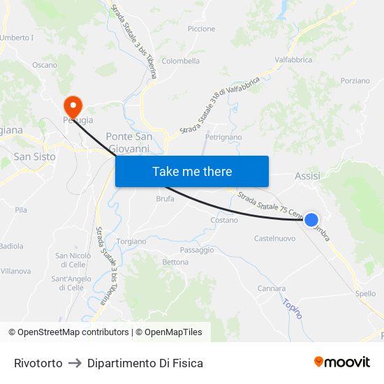 Rivotorto to Dipartimento Di Fisica map