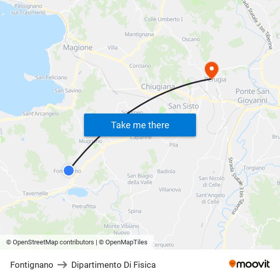 Fontignano to Dipartimento Di Fisica map