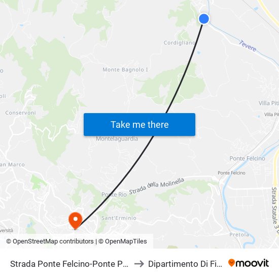 Strada Ponte Felcino-Ponte Pattoli to Dipartimento Di Fisica map