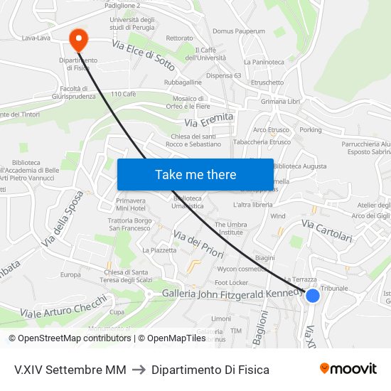 V.X​I​V Settembre M​M to Dipartimento Di Fisica map