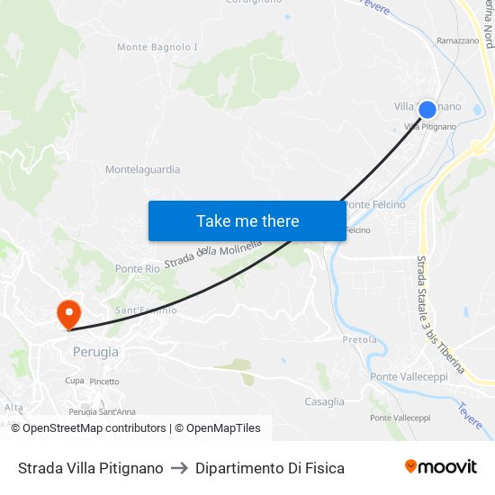 Strada Villa Pitignano to Dipartimento Di Fisica map