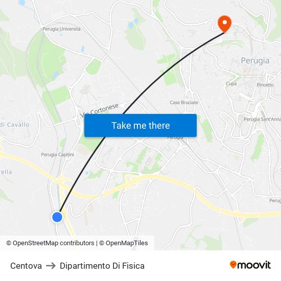 Centova to Dipartimento Di Fisica map