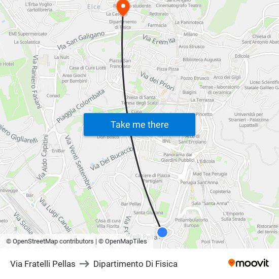 Via Fratelli Pellas to Dipartimento Di Fisica map