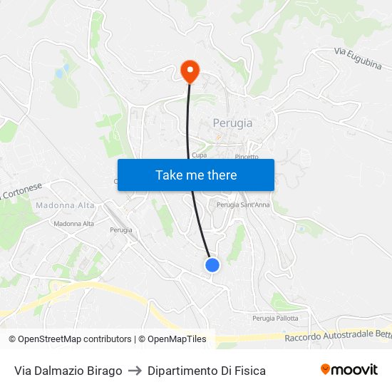 Via Dalmazio Birago to Dipartimento Di Fisica map