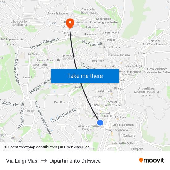 Via Luigi Masi to Dipartimento Di Fisica map