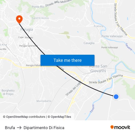 Brufa to Dipartimento Di Fisica map