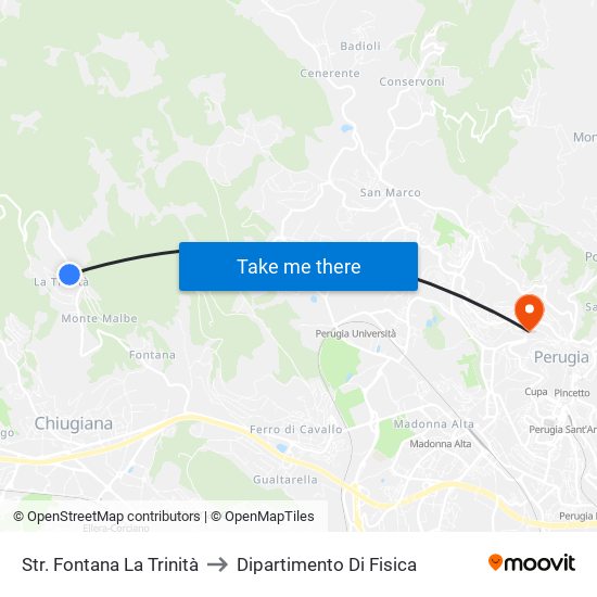 Str. Fontana La Trinità to Dipartimento Di Fisica map
