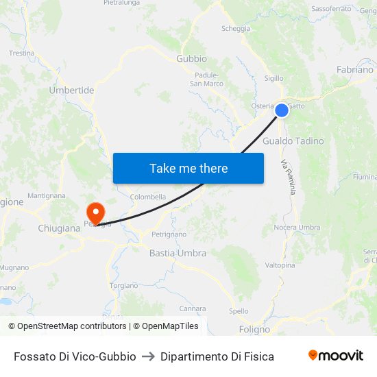 Fossato Di Vico-Gubbio to Dipartimento Di Fisica map