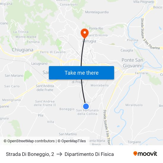 Strada Di Boneggio, 2 to Dipartimento Di Fisica map