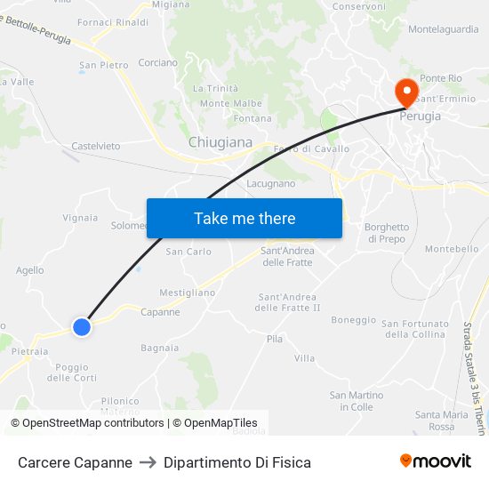 Carcere Capanne to Dipartimento Di Fisica map