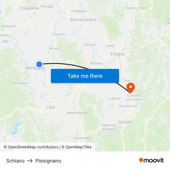 Schiavo to Pissignano map
