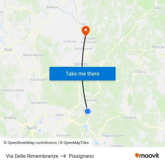 Remembrance Street to Pissignano map