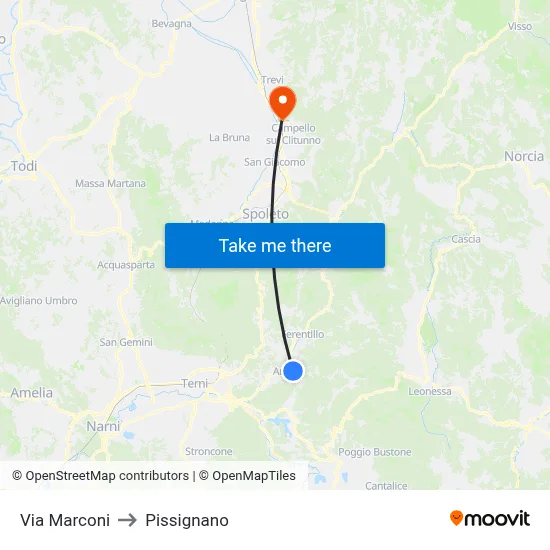 Marconi Street to Pissignano map