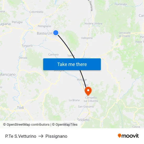 P.Te S.Vetturino to Pissignano map