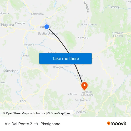 Via Del Ponte 2 to Pissignano map