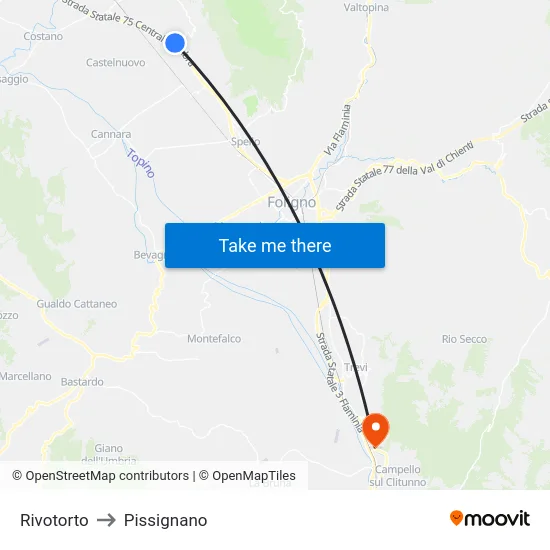 Rivotorto to Pissignano map