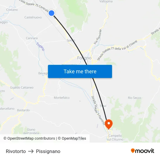 Rivotorto to Pissignano map