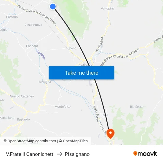V.Fratelli Canonichetti to Pissignano map