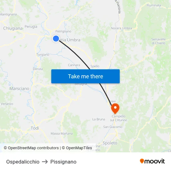 Ospedalicchio to Pissignano map