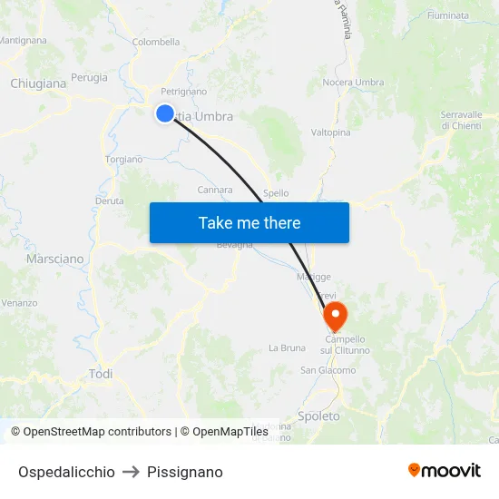Ospedalicchio to Pissignano map