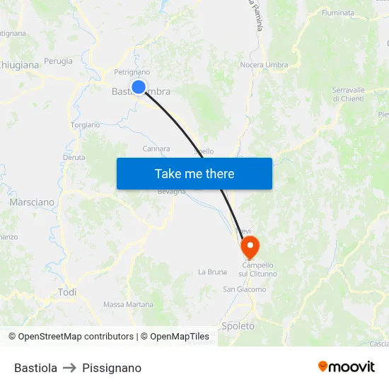 Bastiola to Pissignano map
