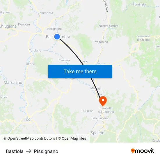 Bastiola to Pissignano map