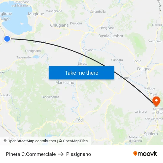 Pineta Shopping Center to Pissignano map
