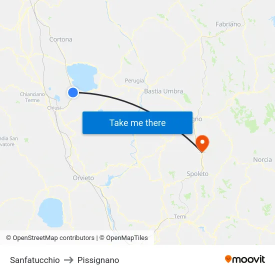Sanfatucchio to Pissignano map