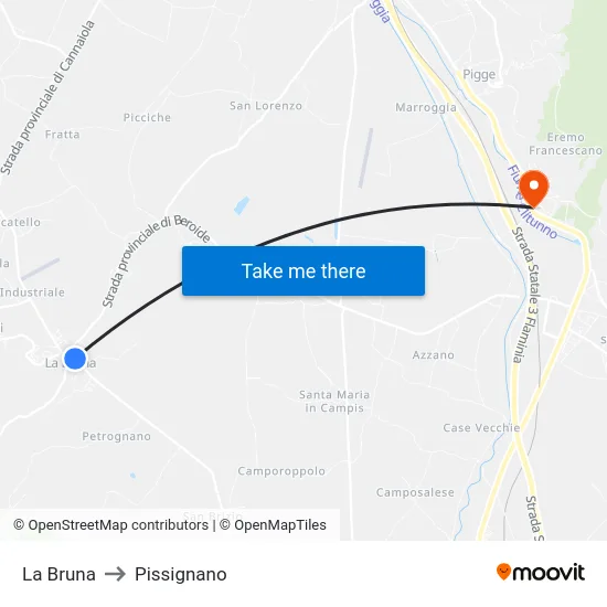 La Bruna to Pissignano map