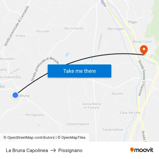 La Bruna Terminal to Pissignano map