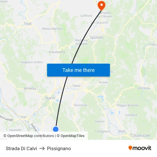 Calvi Road to Pissignano map
