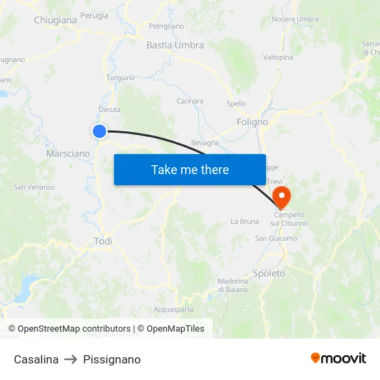 Casalina to Pissignano map