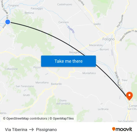 Tiberina Street to Pissignano map