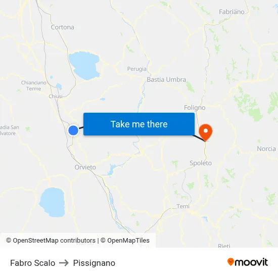 Fabro Station to Pissignano map
