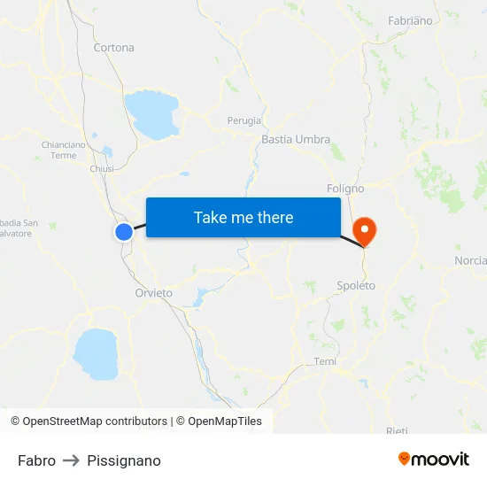 Fabro to Pissignano map