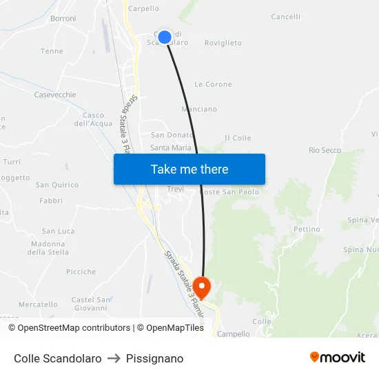 Colle Scandolaro to Pissignano map