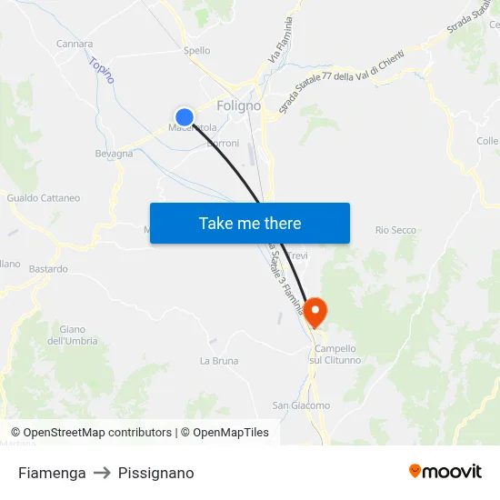 Fiamenga to Pissignano map