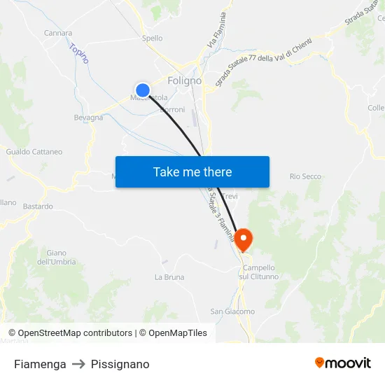 Fiamenga to Pissignano map