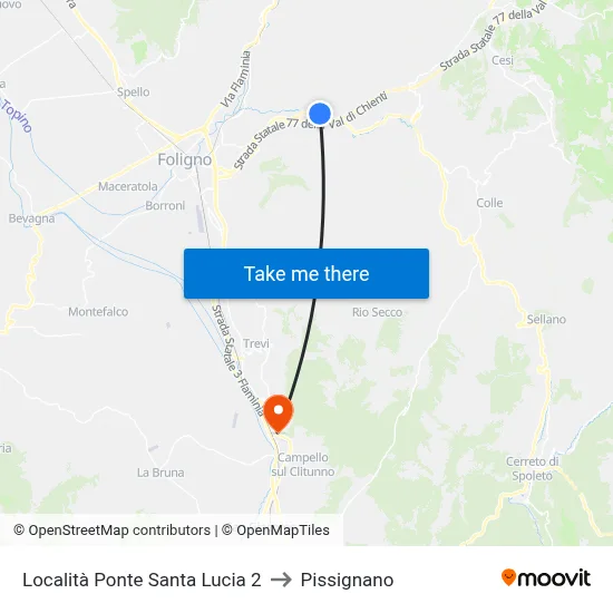 Santa Lucia Bridge Location 2 to Pissignano map