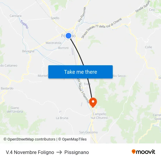 V.4 Novembre Foligno to Pissignano map