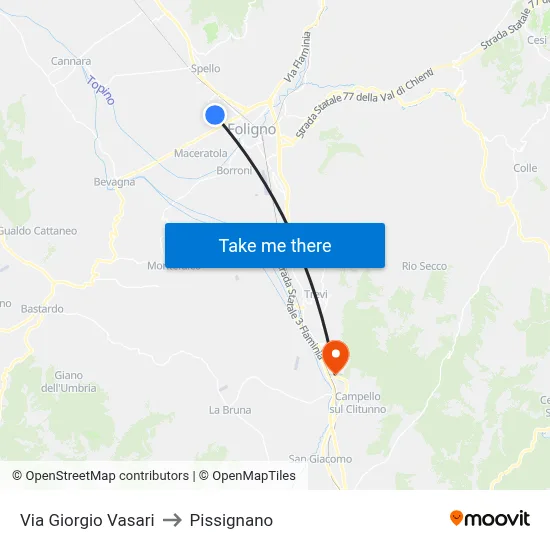 Via Giorgio Vasari to Pissignano map