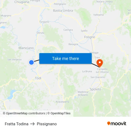Fratta Todina to Pissignano map