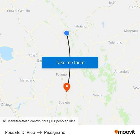 Fossato Di Vico to Pissignano map