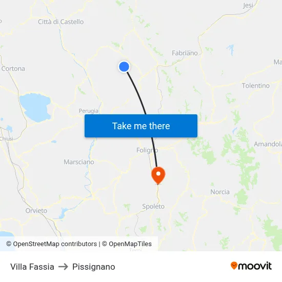 Villa Fassia to Pissignano map