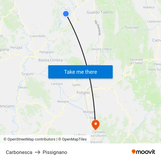 Carbonesca to Pissignano map