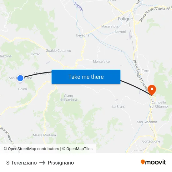 S.Terenziano to Pissignano map