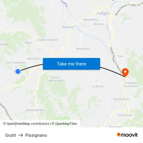 Grutti to Pissignano map