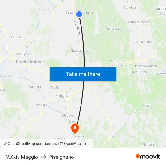 V.Xxiv Maggio to Pissignano map