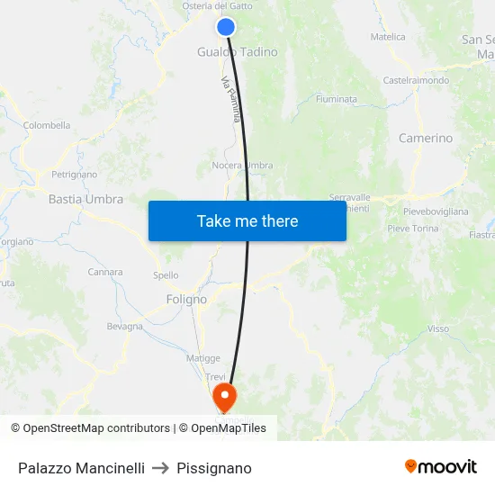 Palazzo Mancinelli to Pissignano map
